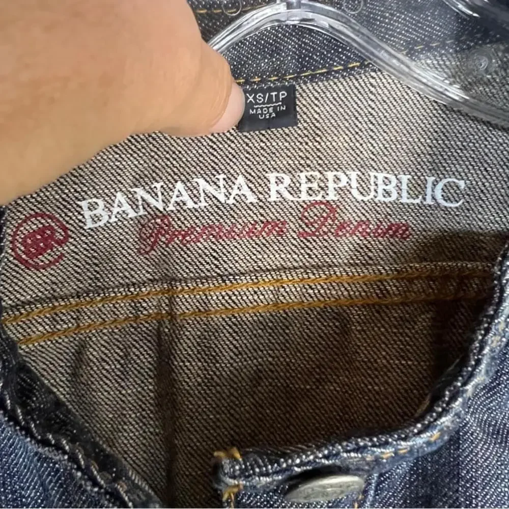 Banana Republic Premium Denim Cropped Dark Wash Jean Jacket Size XS - Picture 12 of 15